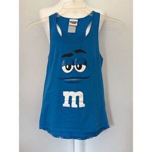M&M's World Blue Character Racerback Tank Top Size S Graphic Cotton Tee